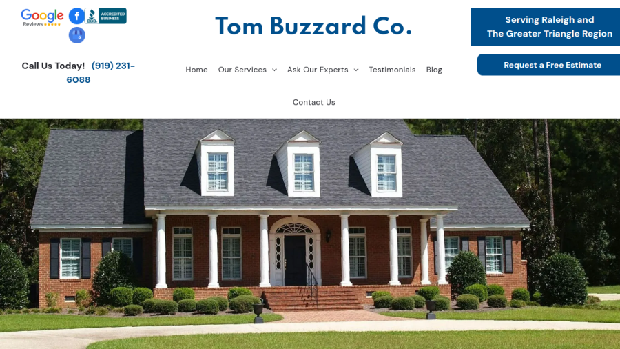 Screenshot of the Tom Buzzard Co. website