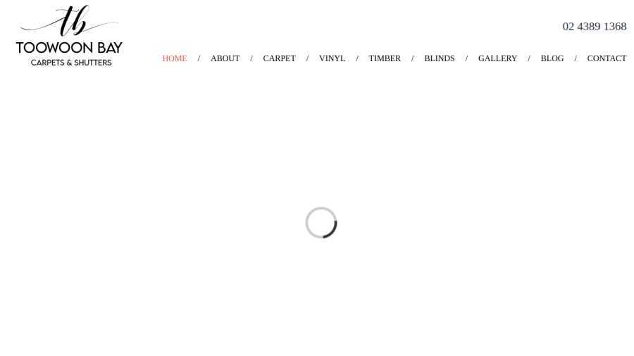 Screenshot of Toowoon Bay Carpets & Shutters website
