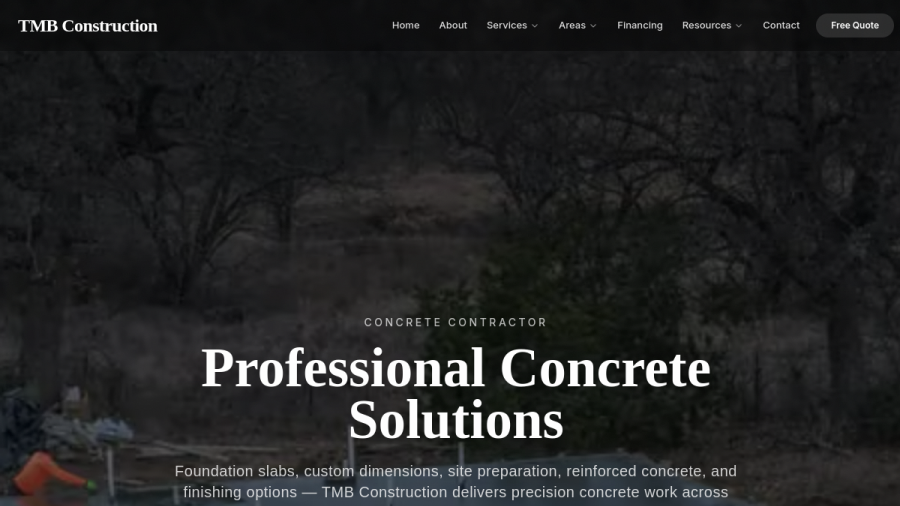 Screenshot of TMB Construction website