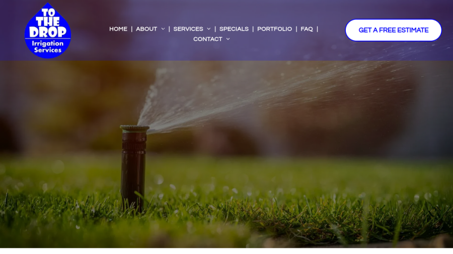 Screenshot of the To the Drop Irrigation, LLC website