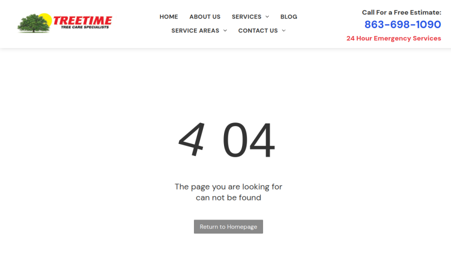 Screenshot of the Treetime Inc website