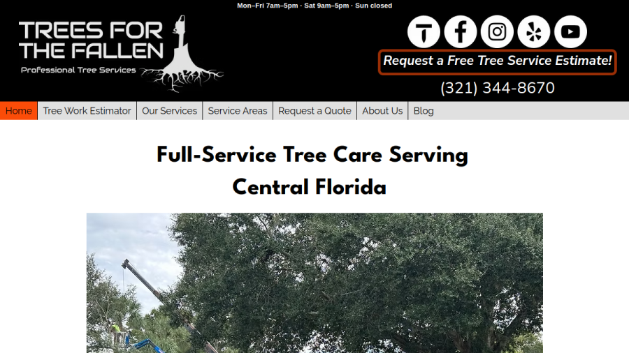 Trees for the Fallen, LLC website screenshot