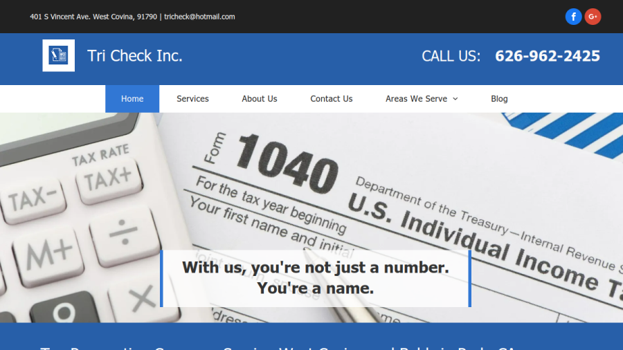 Screenshot of Tri Check Inc website