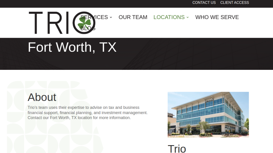 Screenshot of the Trio Finance website
