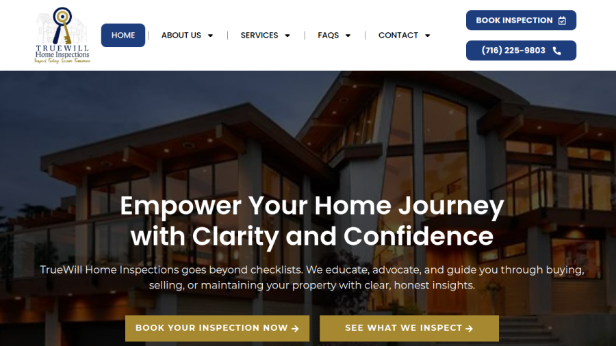 Screenshot of the TrueWill Home Inspections LLC website