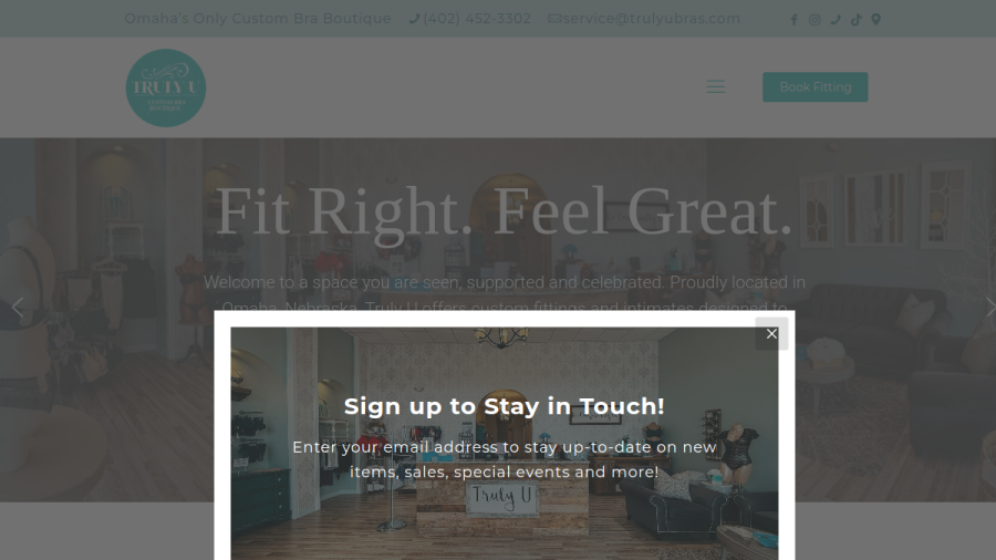 Screenshot of the Truly U website