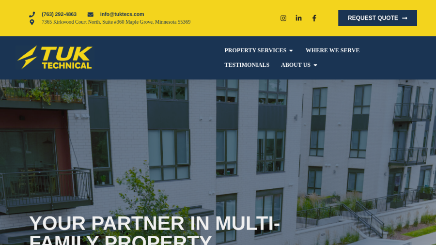Screenshot of the TUK Technical website