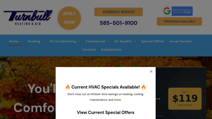 Turnbull Heating & Air website
