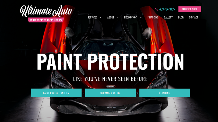 Screenshot of the Ultimate Auto Protection Inc. website