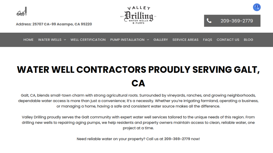 Screenshot of the Valley Drilling Co website