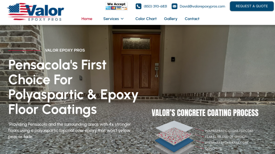 Valor Epoxy Pros website