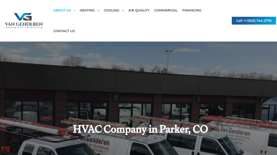 Screenshot of the Van Genderen Heating & Air Conditioning website