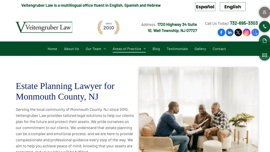 Screenshot of the Veitengruber Law website