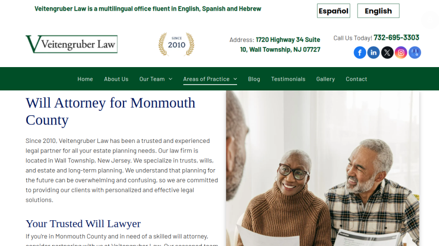 Screenshot of the Veitengruber Law website