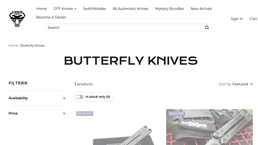 Screenshot of Viper Tec Inc website