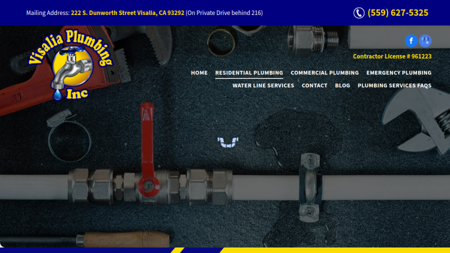 Visalia Plumbing Inc. website screenshot