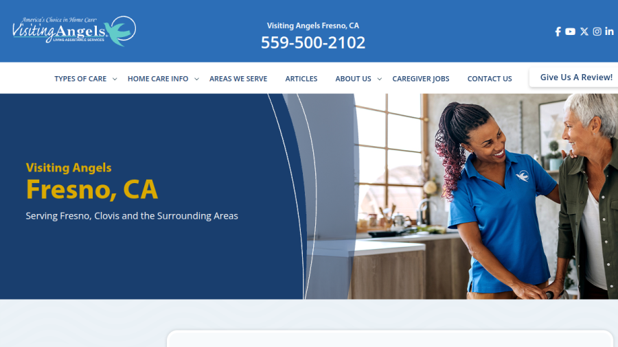 Screenshot of the Visiting Angels Senior Home Care website