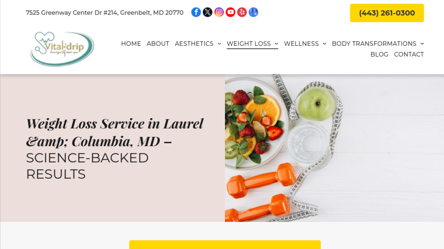 Vital Drip Lounge Med Spa website screenshot