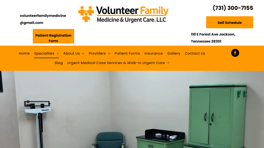 Volunteer Family Medicine & Urgent Care website
