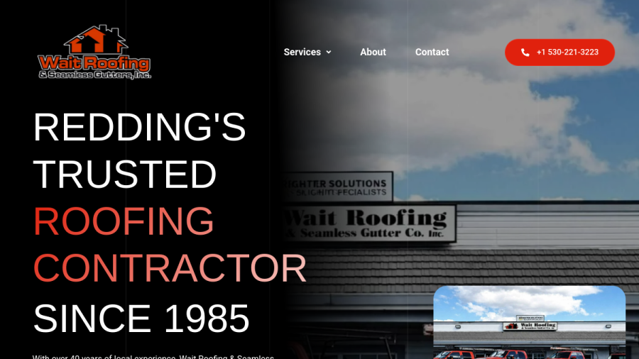 Screenshot of Wait Roofing & Seamless Gutters, Inc. website