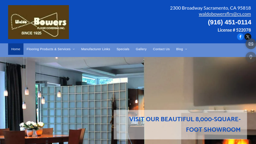 Screenshot of Waldo Bowers Floor Covering, Inc. website