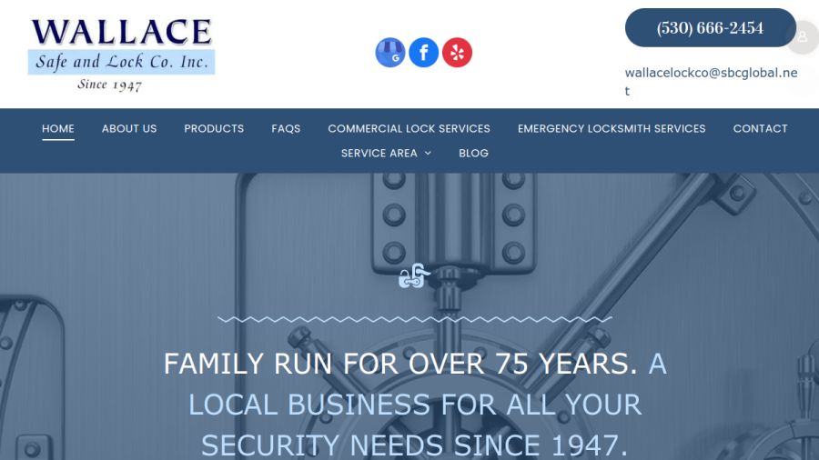 Screenshot of the Wallace Safe And Lock Co. Inc. website