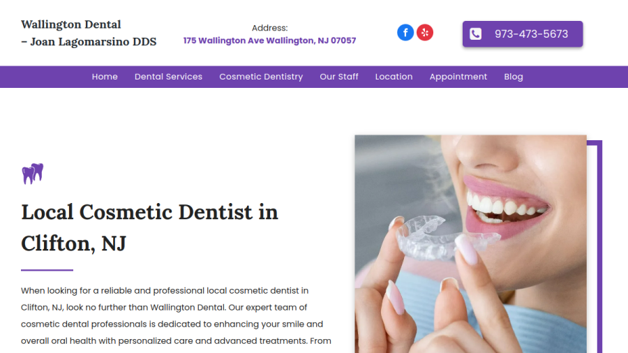 Screenshot of the Wallington Dental website