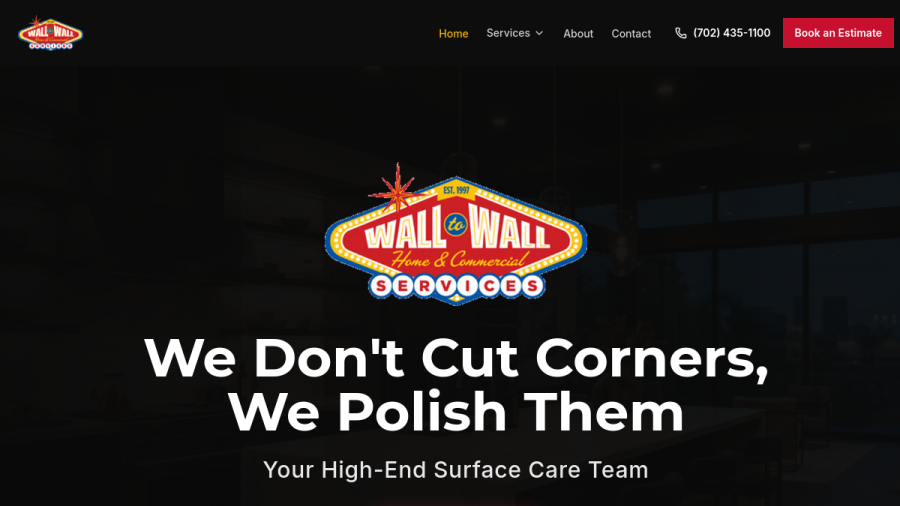 Screenshot of Wall to Wall Home & Commercial Services website