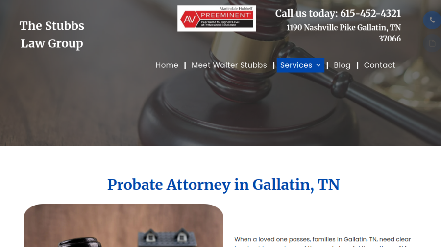 Screenshot of the The Stubbs Law Group website