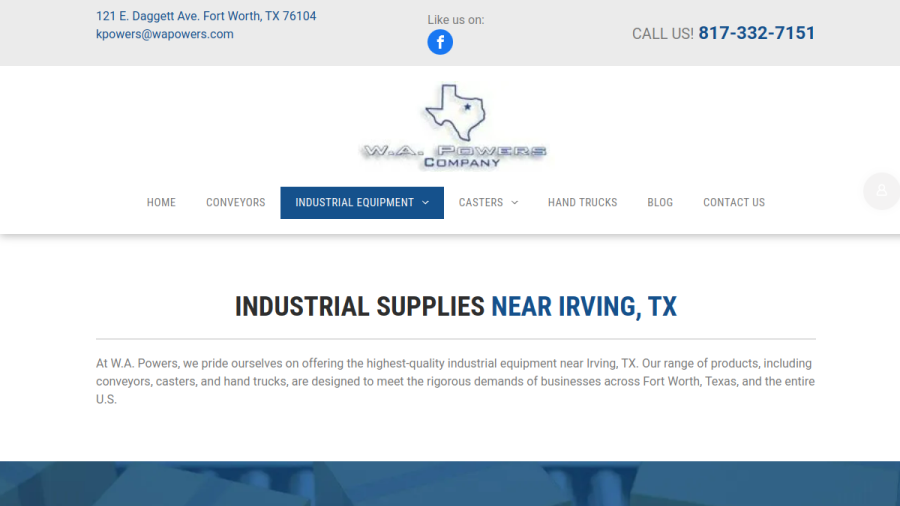 Screenshot of the W.A. Powers Co., Inc. website