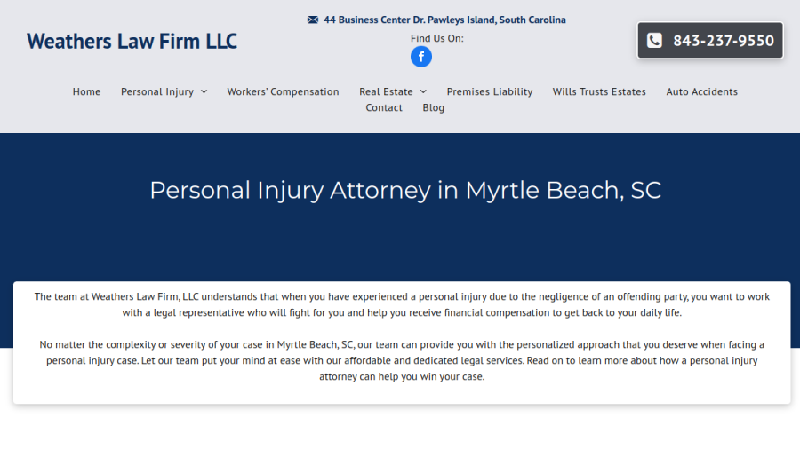 Screenshot of the Weathers Law Firm, LLC website