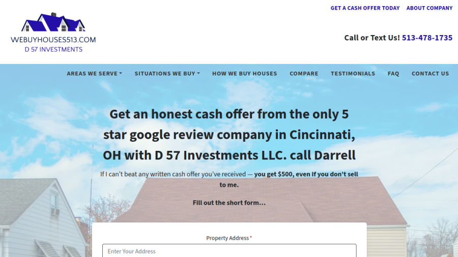 Screenshot of the D57 Investments LLC website