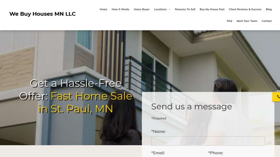 Screenshot of the We Buy Houses MN LLC website