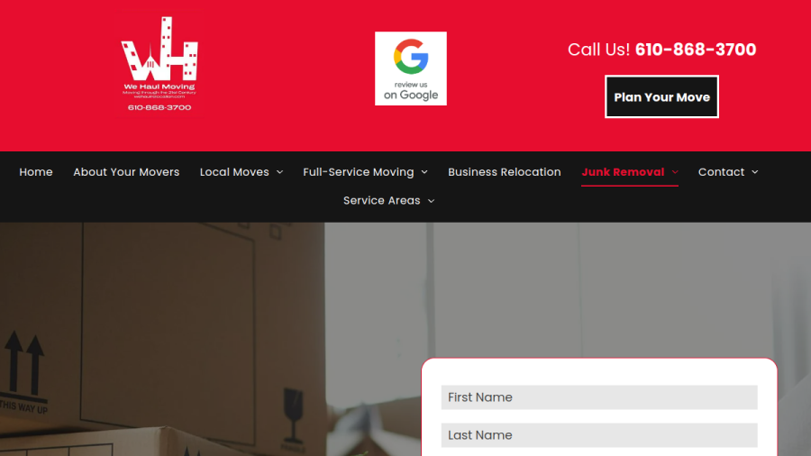 We Haul Moving website screenshot