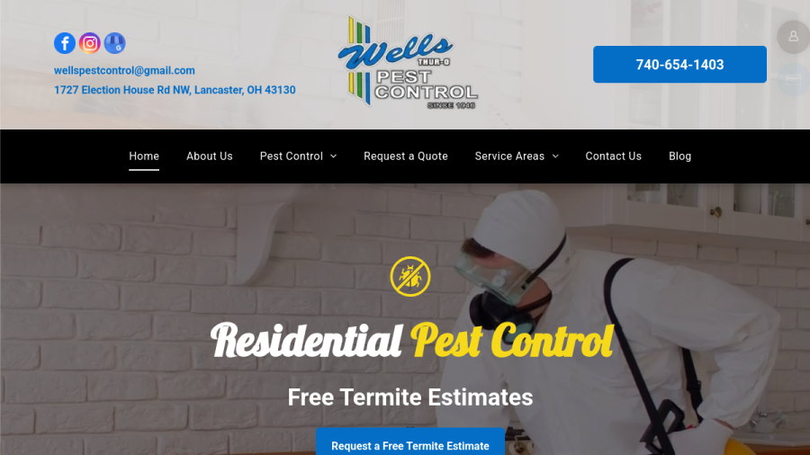Wells Pest Control website
