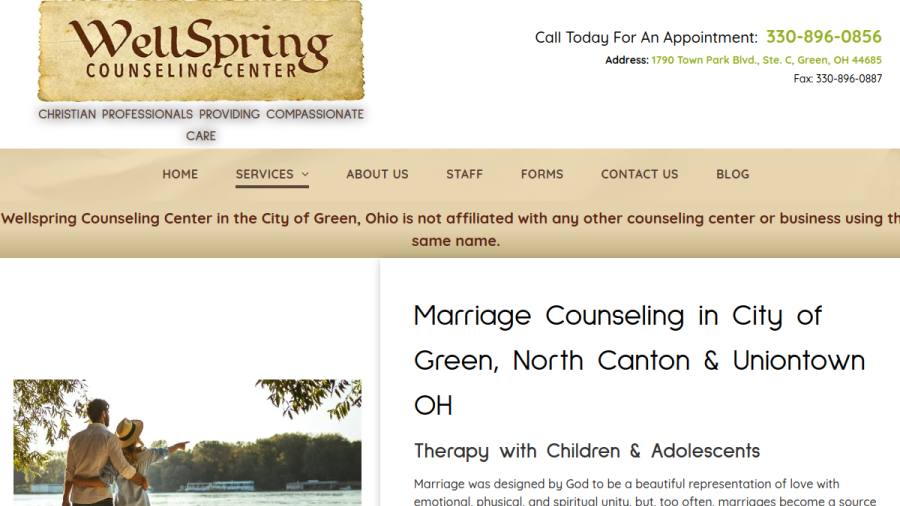 Wellspring Counseling Center website screenshot