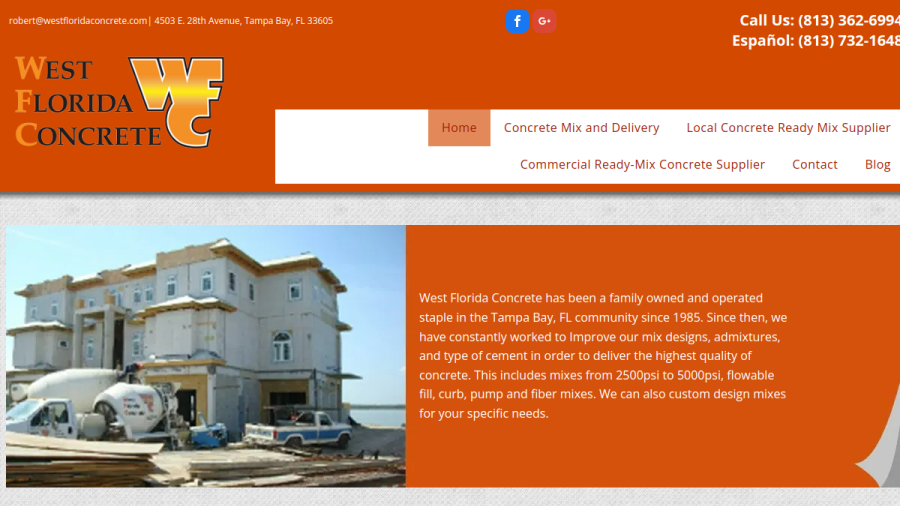 West Florida Concrete website