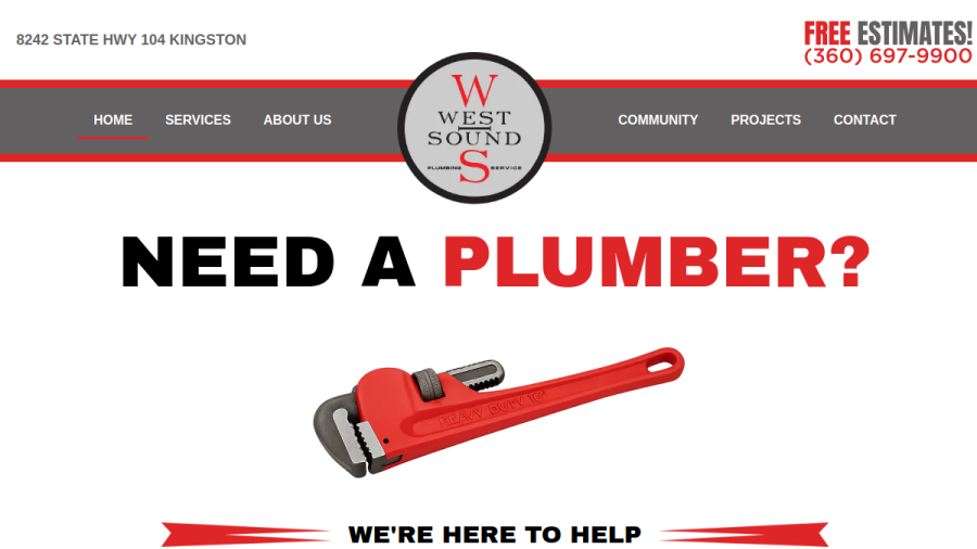 Screenshot of West Sound Plumbing Service website