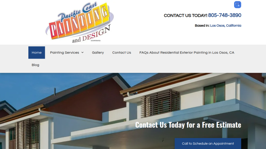 Screenshot of the Pacific Coast Painting & Design Inc. website