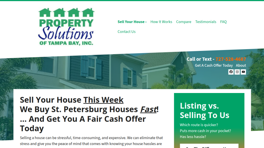 Screenshot of the We Buy Houses - Property Solutions of Tampa Bay website
