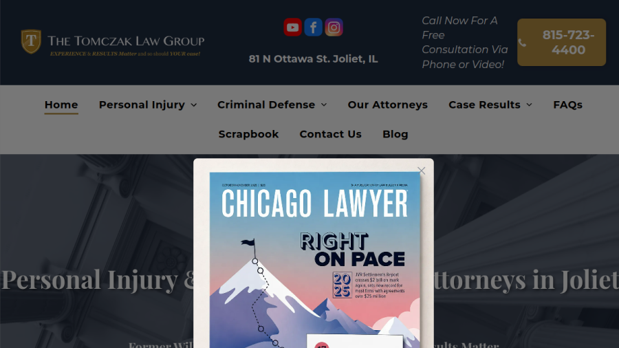 Screenshot of the The Tomczak Law Group website