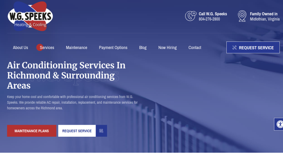WG Speeks Heating & Air Conditioning website