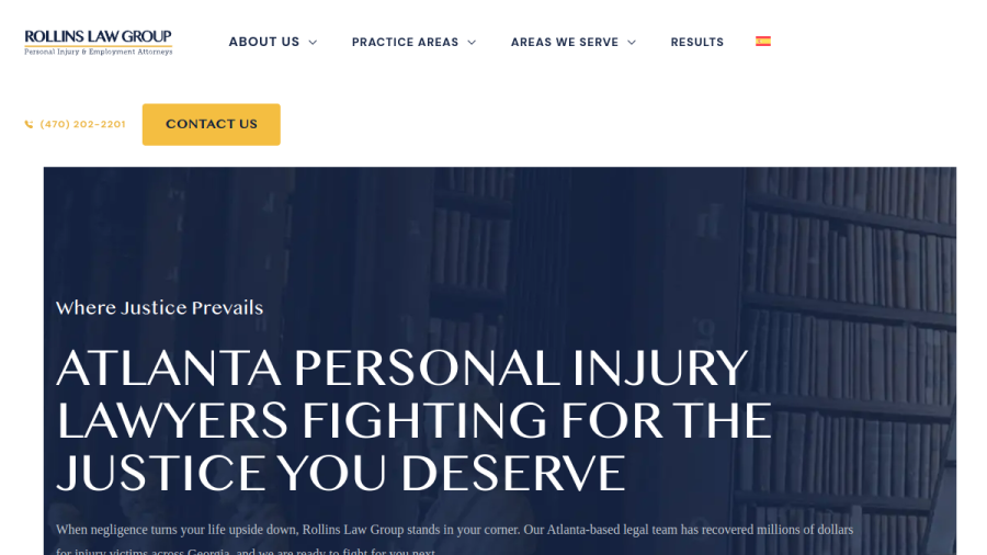 Screenshot of the Rollins Law Group, LLC. website