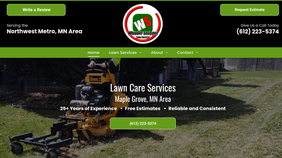 Whipper Snapper Lawn Service website