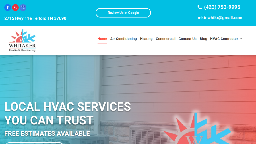 Whitaker Heat & Air Conditioning website
