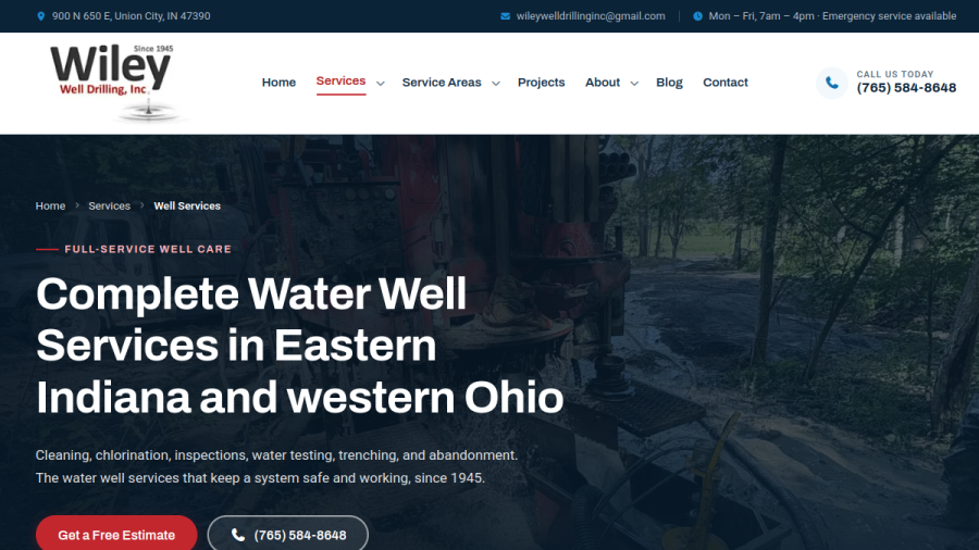 Wiley Well Drilling website