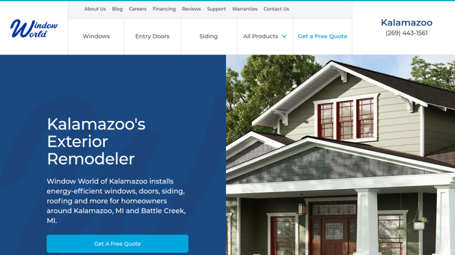 Screenshot of the Window World of Kalamazoo website