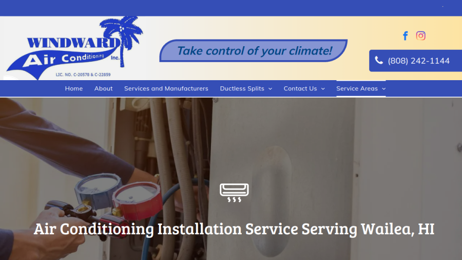 Windward Air Conditioning Inc website screenshot