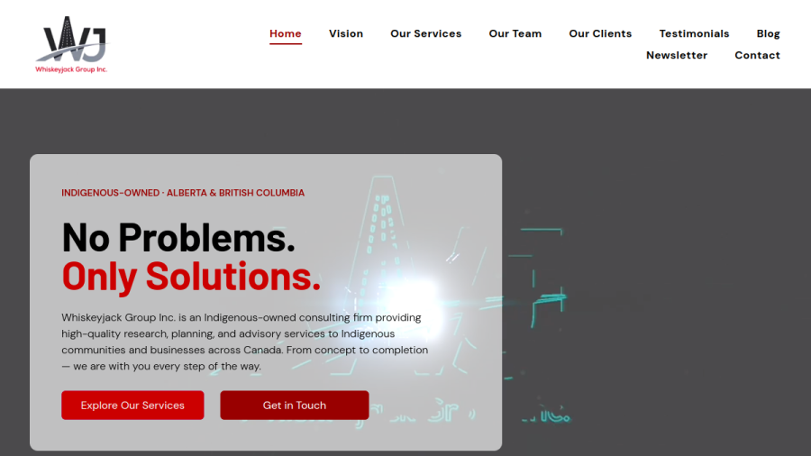 Screenshot of Whiskeyjack Group Inc website
