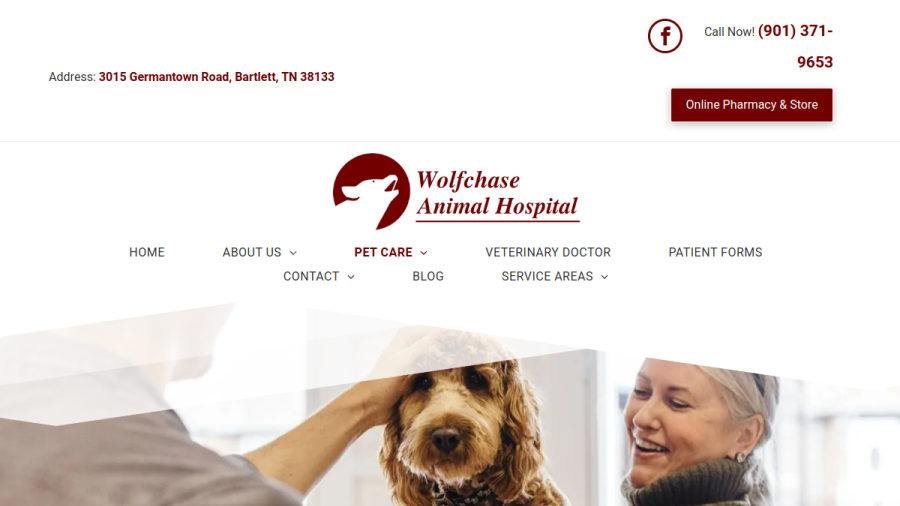 Wolfchase Animal Hospital website